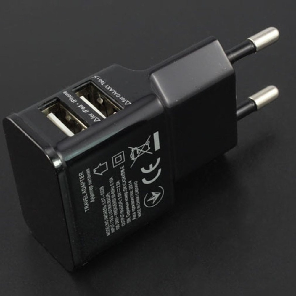 Dual USB Handy Ladegerät - Power Adapter - Schwarz Vergrößerung